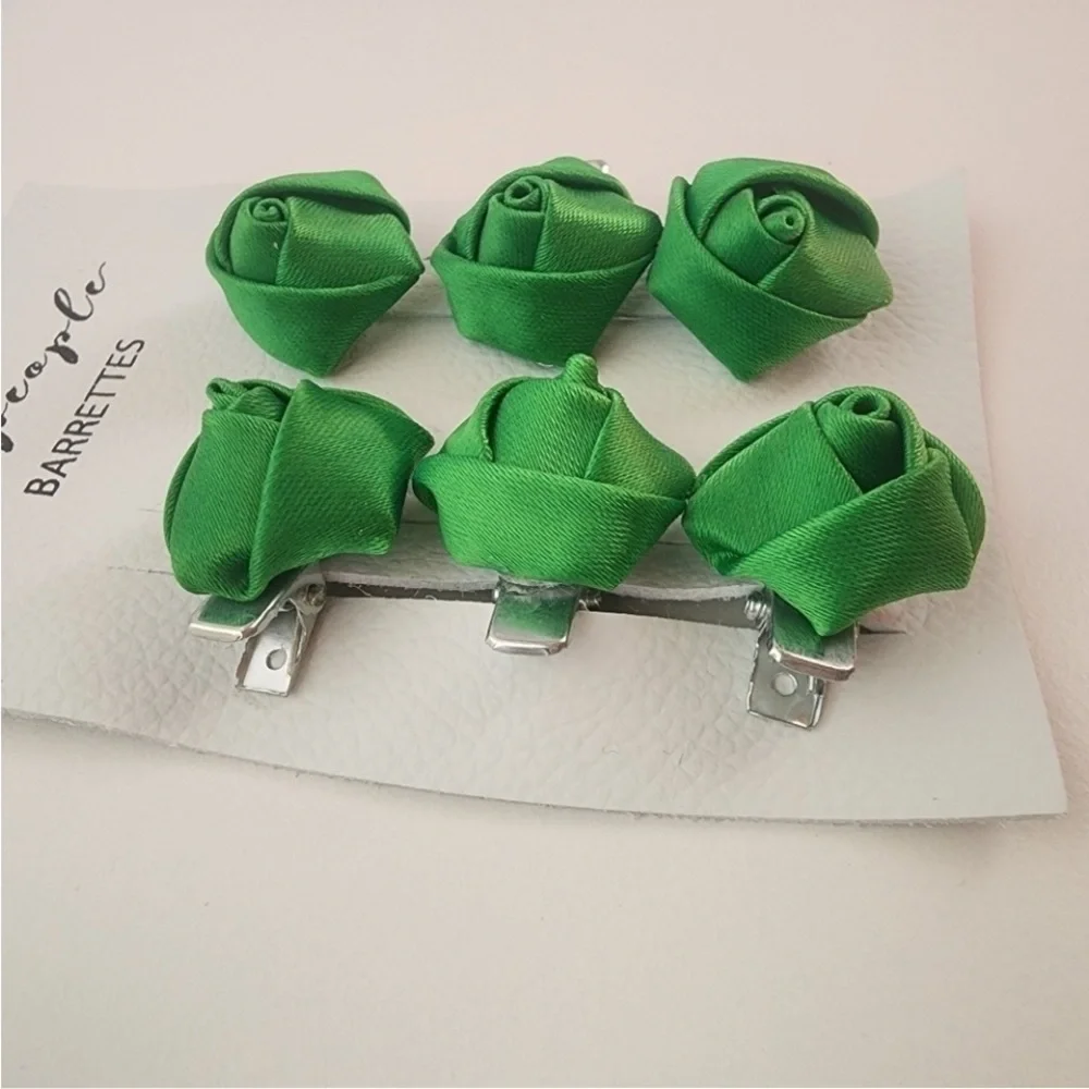 Free People Green Rosemary's Rose Set Of 6 Clips NWT